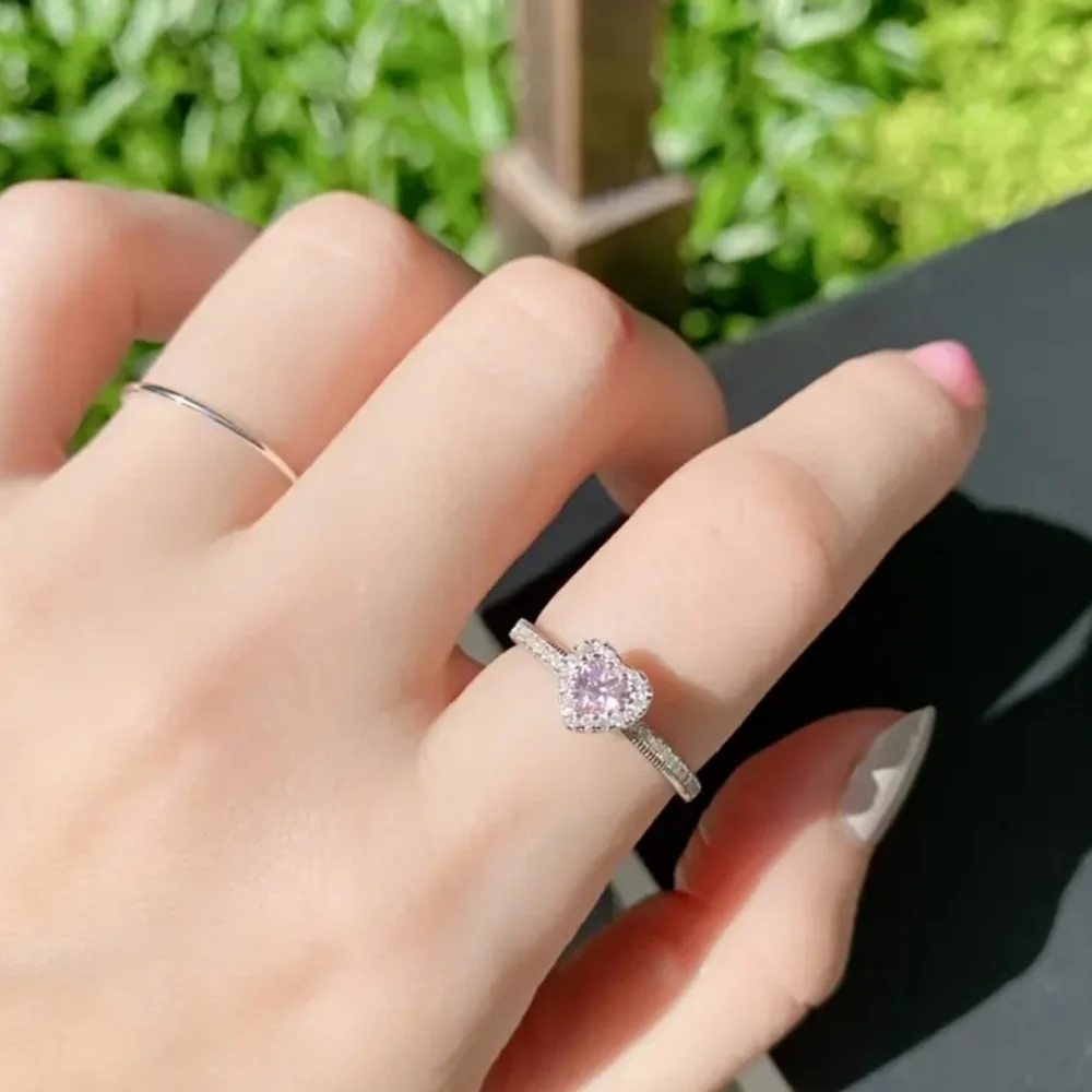 Dainty Pink Heart Ring in Sterling Silver Size 6! New 💖 - Picture 3 of 3